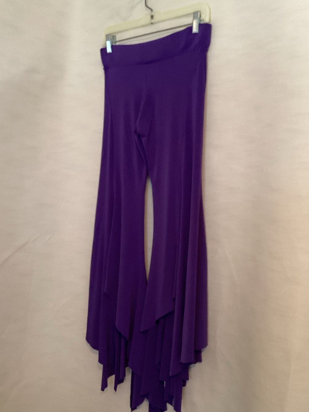 Women's Deep Purple Handkerchief-Hem Wide Leg Palazzo Pants - Picture 3 of 5